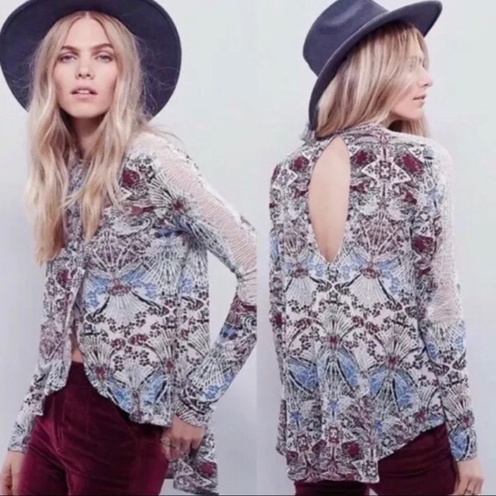 Free People New World Nouveau Boho Lace Top